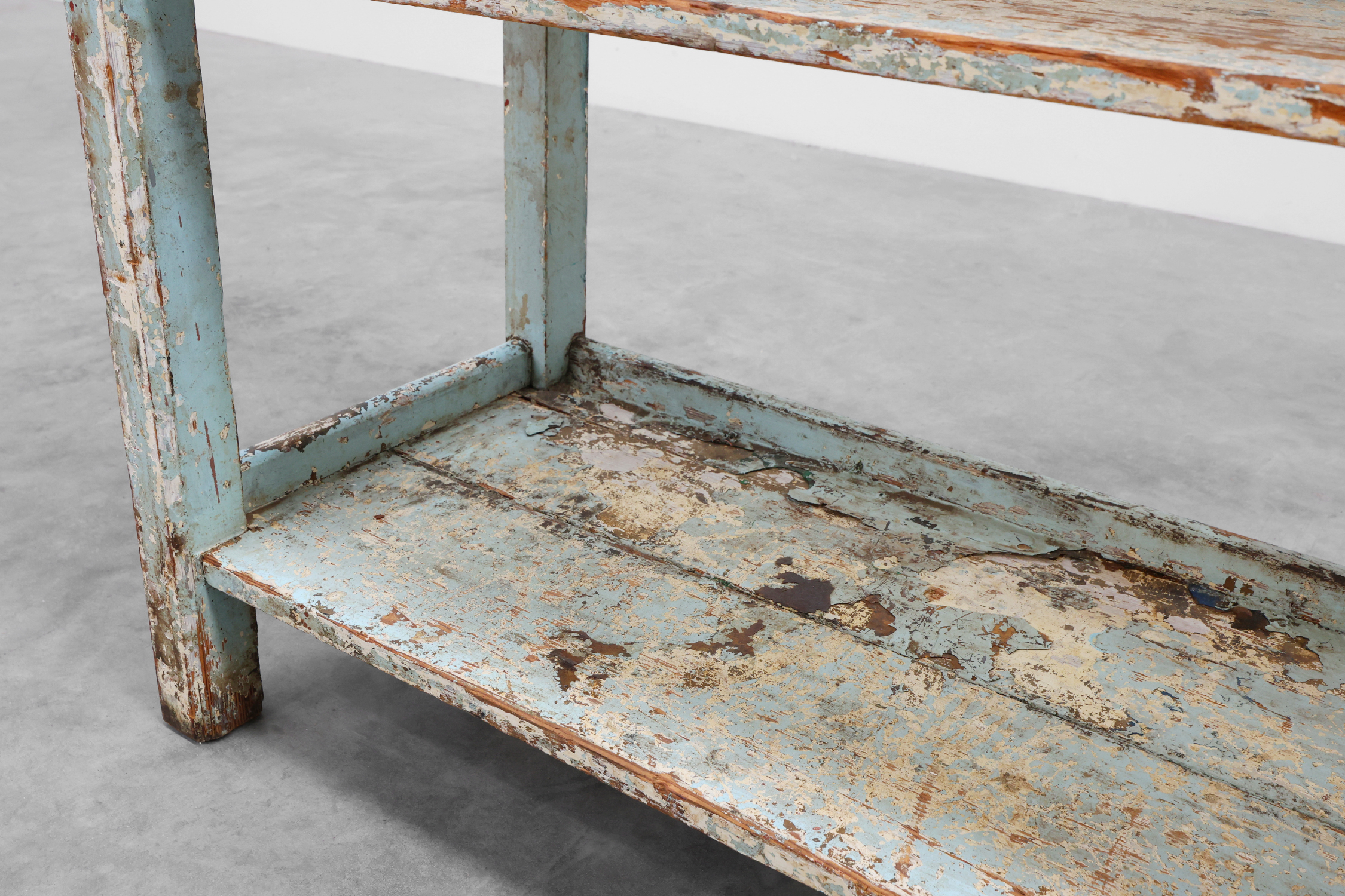 Industrial console with patina of old layers of paint, France ca. 1900thumbnail